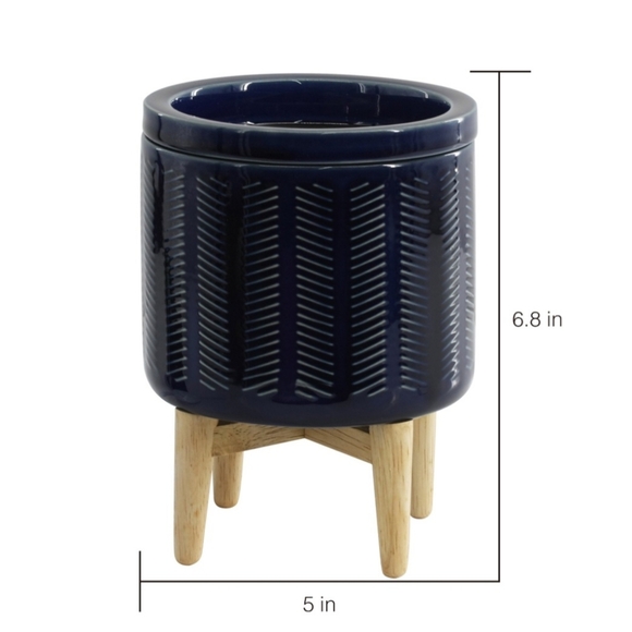 Better Homes & Gardens Electric Ceramic Wax Warmer with Wood Stand - Navy - Picture 5 of 6